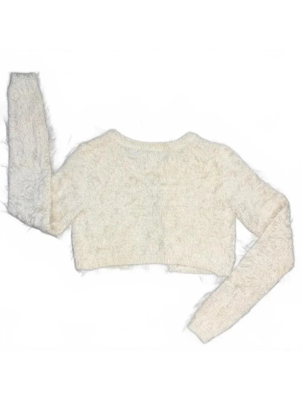 The Children's Place Girls 5/6 Ivory Fuzzy Cropped Cardigan Sweater
